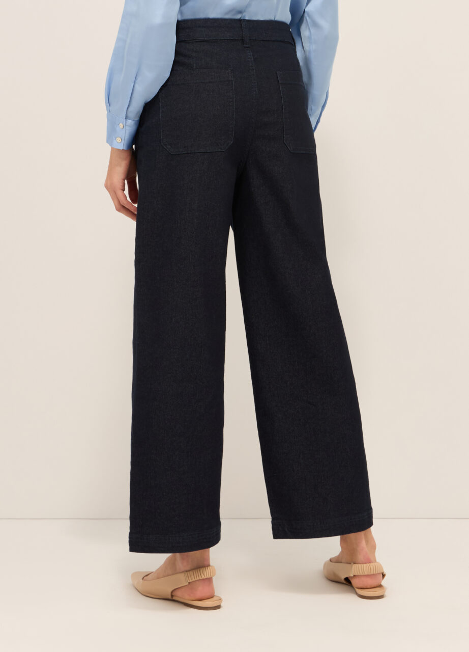 Alternative view of Široke hlače od denima od mješavine pamuka za žene