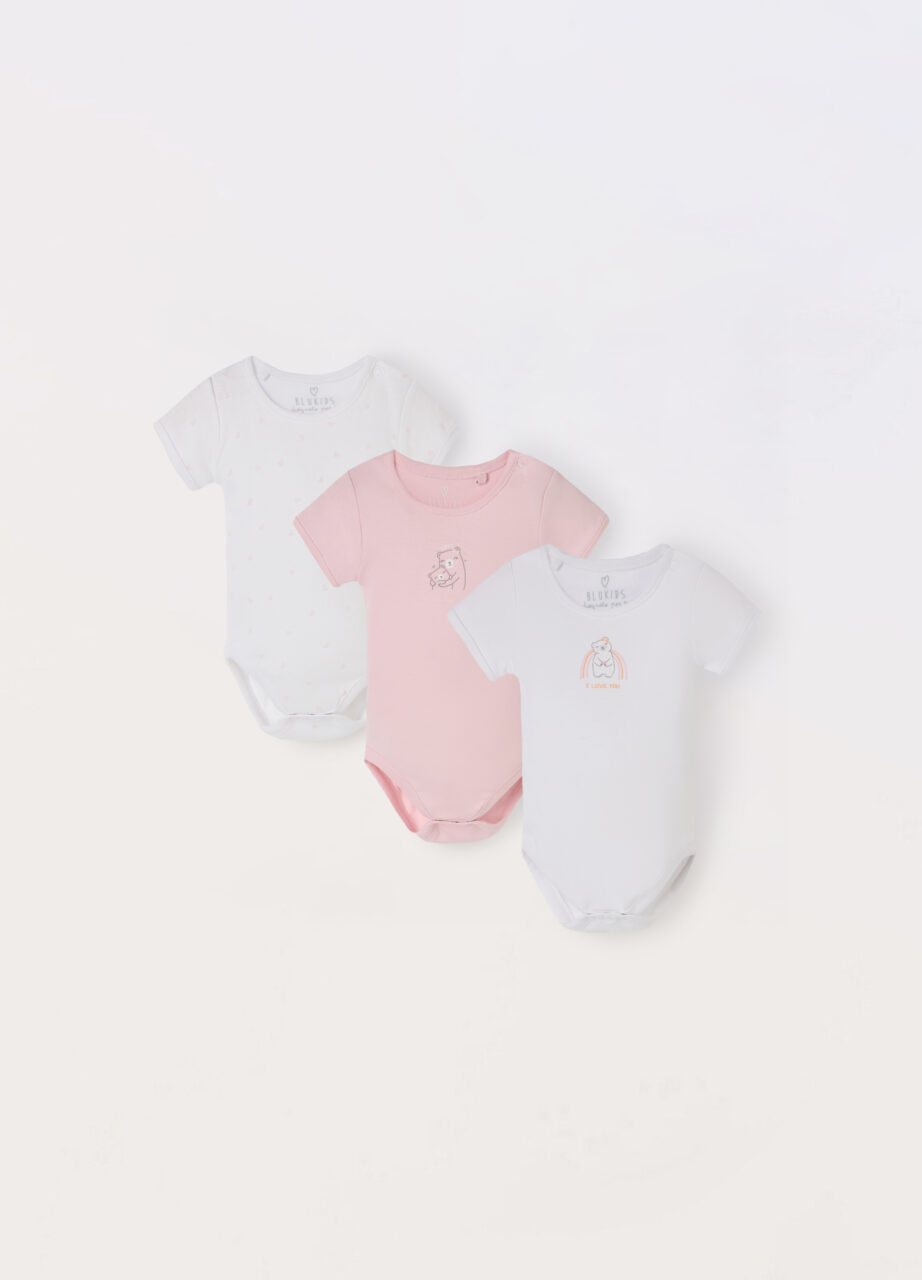 Pakovanje od 3 bodija od čistog pamuka za novorođenče