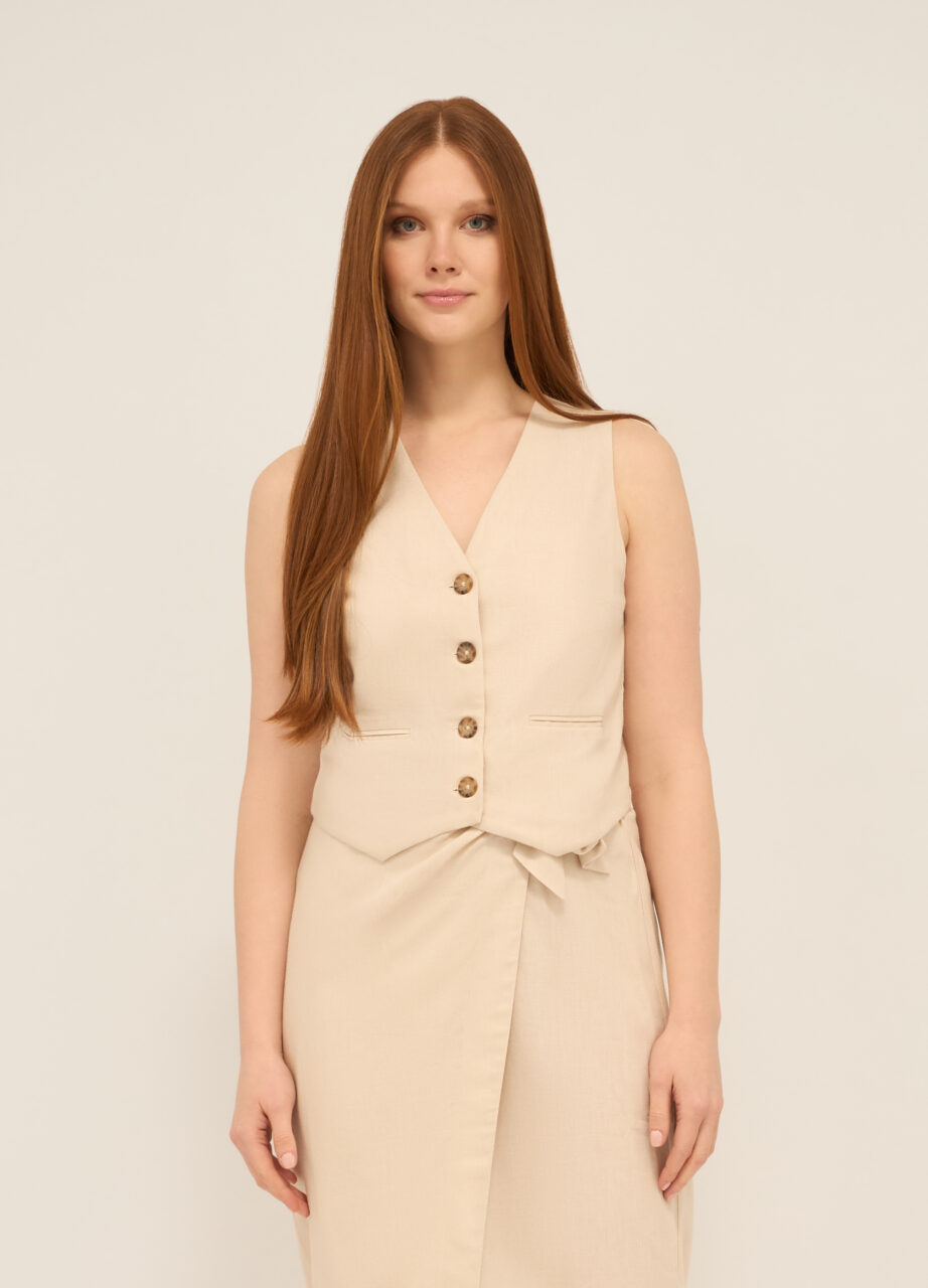 Prsluk od mješavine lina za žene