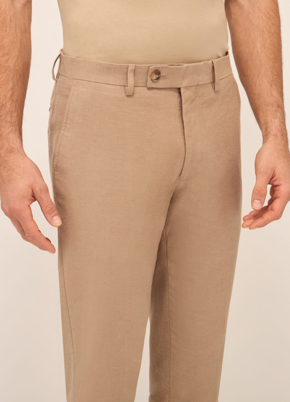 Muške klasične keper hlače od pamuka i lana - Image 3