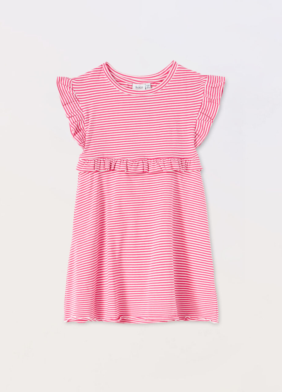 Haljina na pruge od rastezljivog pamučnog jerseya za djevojčicu