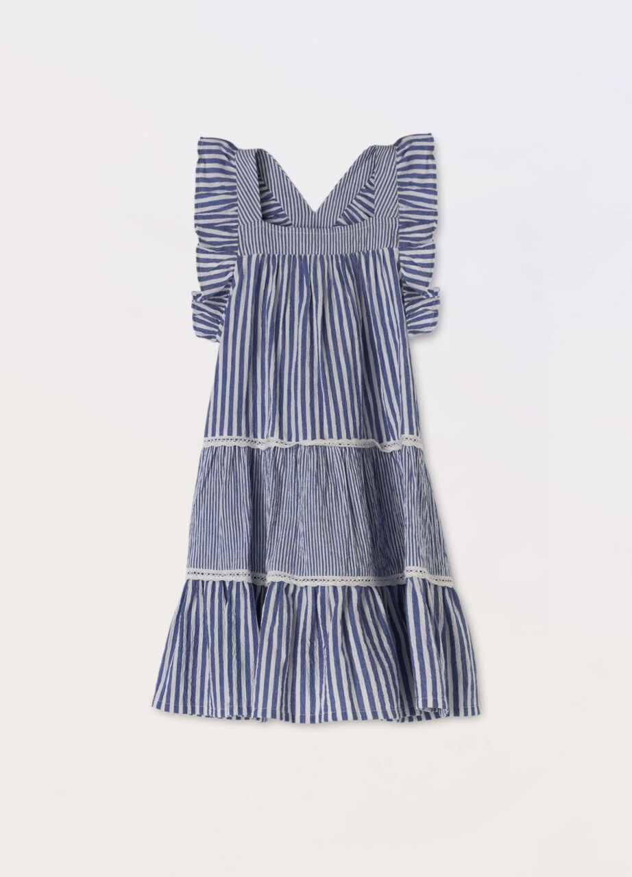 Haljina od rastezljivog seersucker pamuka za djevojčicu
