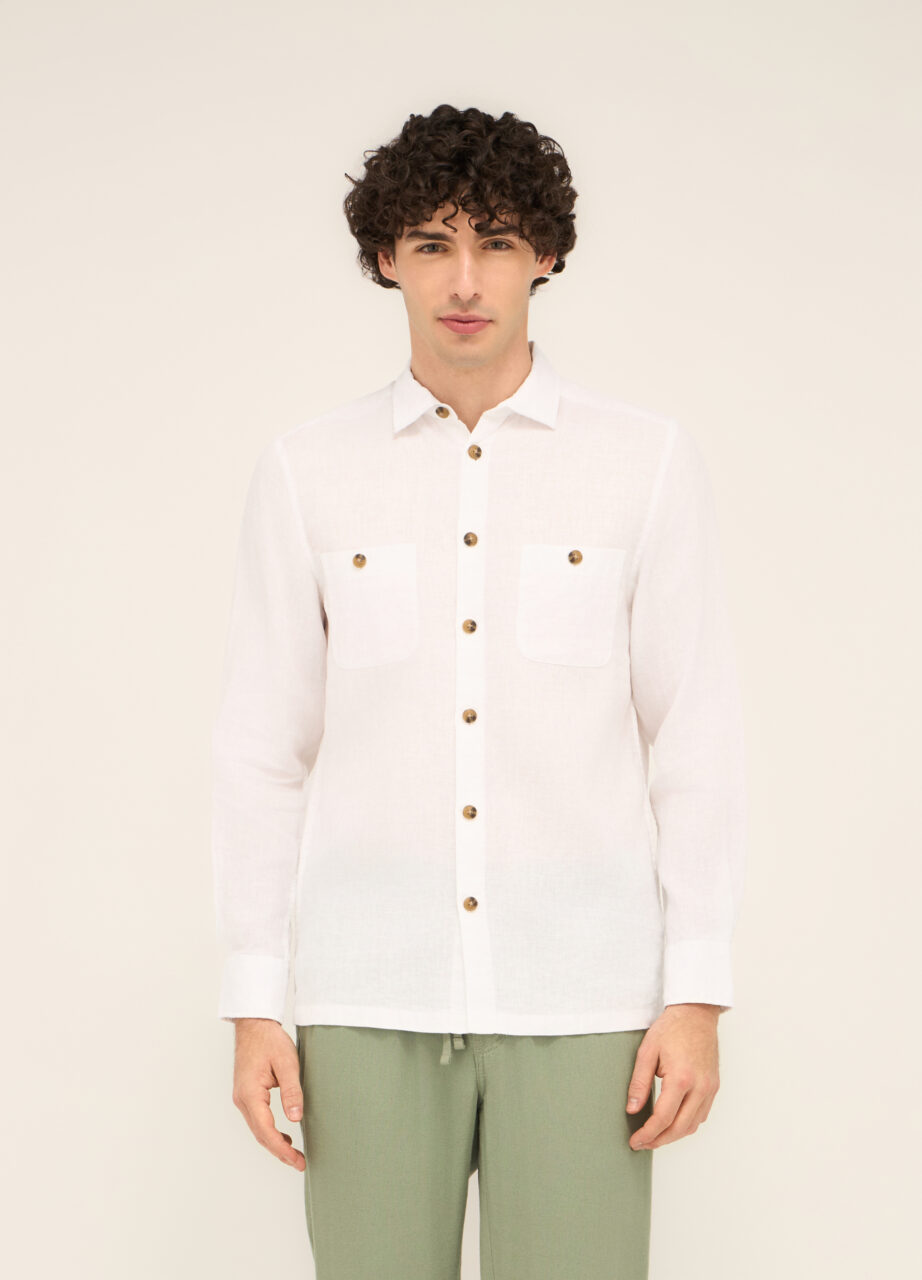 Muška košulja od čistog lana s džepovima