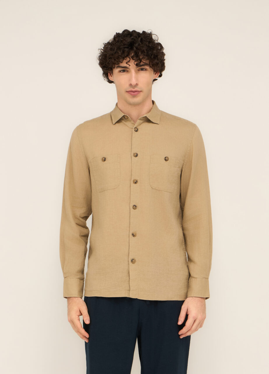 Muška košulja od čistog lana s džepovima
