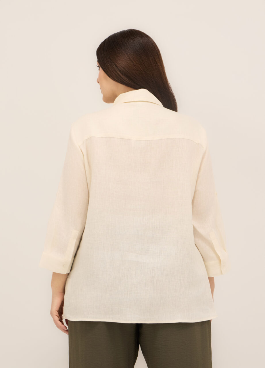 Alternative view of Košulja od čistog lana za žene (curvy veličina)