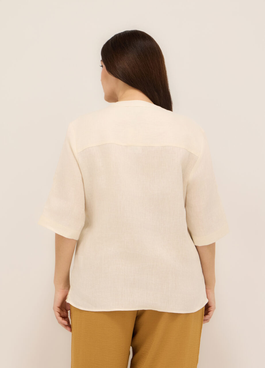 Alternative view of Košulja od čistog lana za žene (veće veličine)