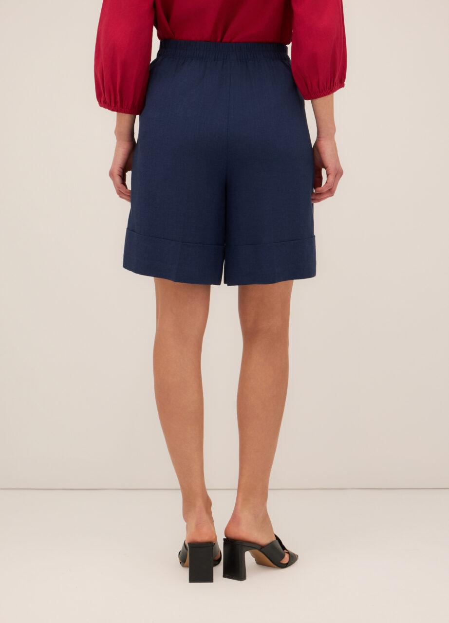 Alternative view of Bermude od lanene mješavine s preklopom za žene