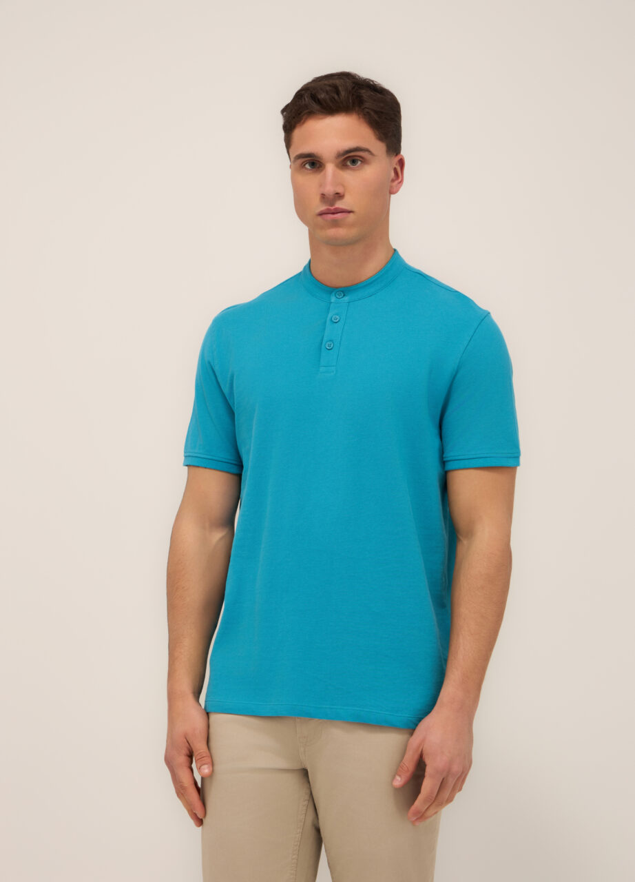 Muška pamučna polo majica od pike tkanine s korejskim ovratnikom