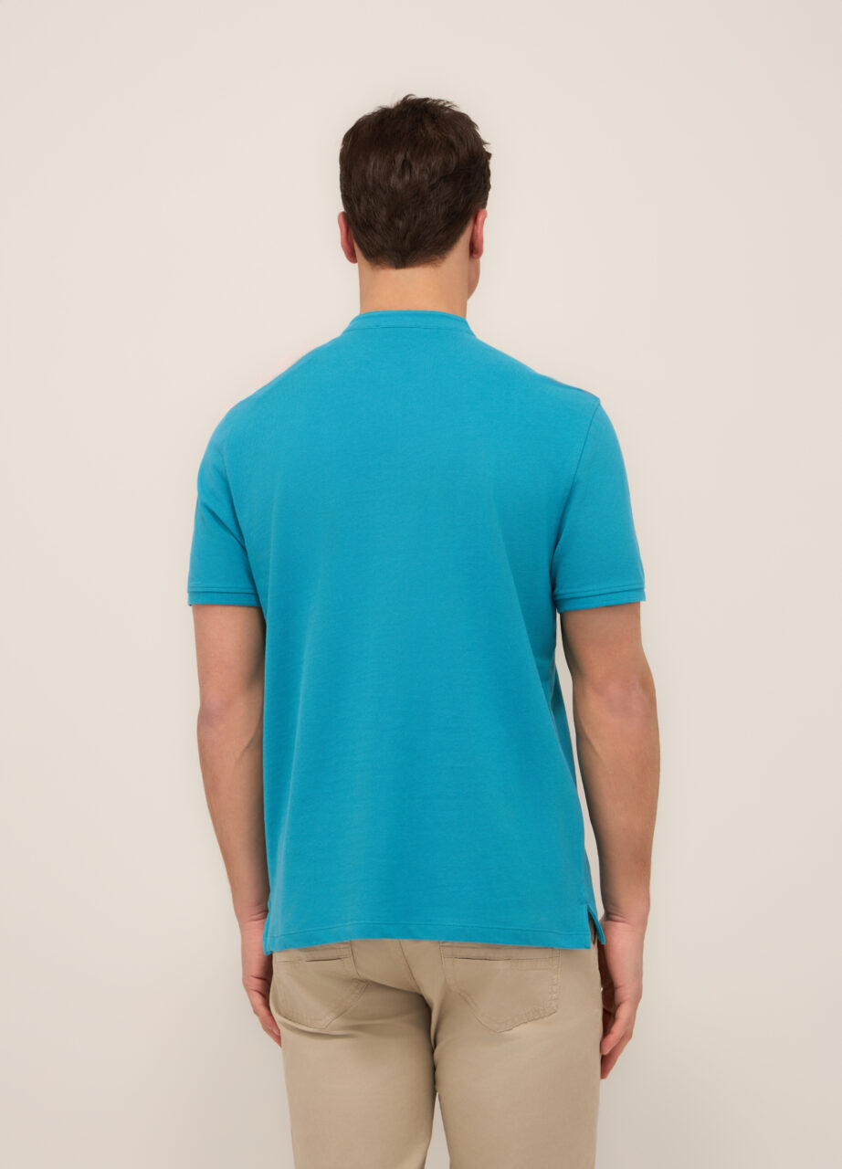 Alternative view of Muška pamučna polo majica od pike tkanine s korejskim ovratnikom