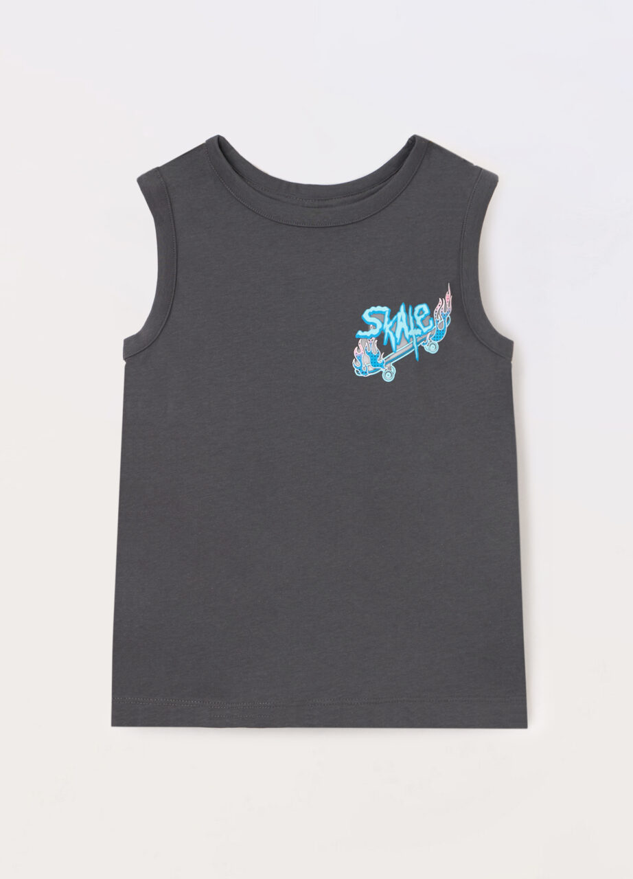 Majica bez rukava od čistog pamučnog jerseya za dječaka