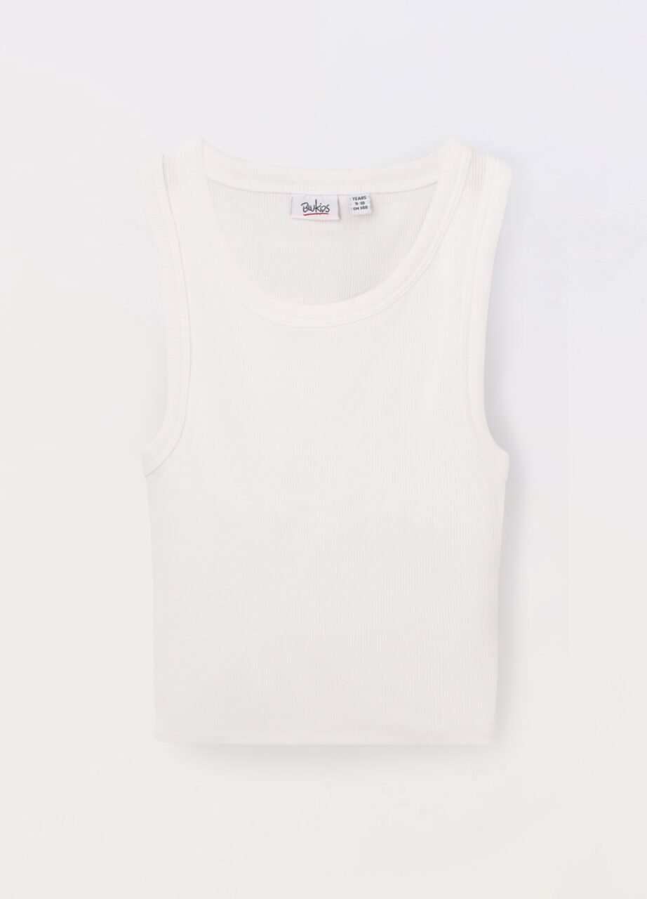 Majica bez rukava od rebrastog rastezljivog pamuka za djevojčicu