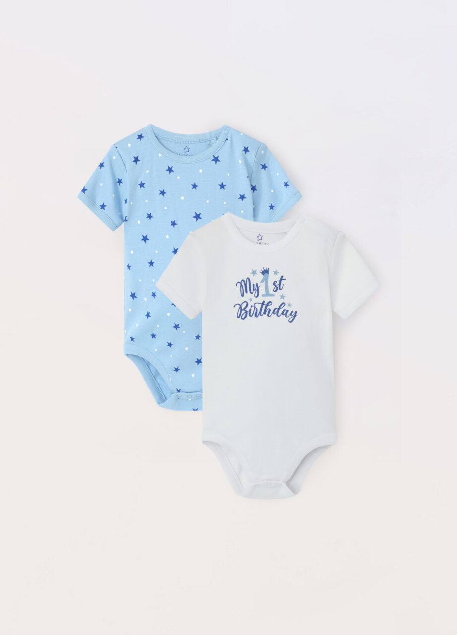 Paket od 2 bodija od čistog pamuka za novorođenče