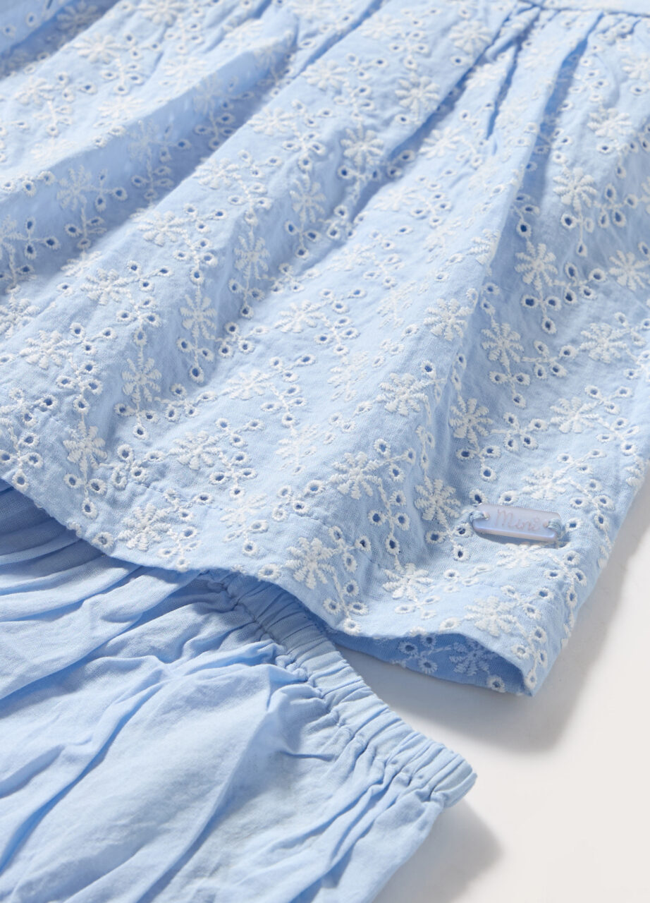 Alternative view of Haljinica od čistog pamuka sangallo sa šorcem za bebe djevojčice