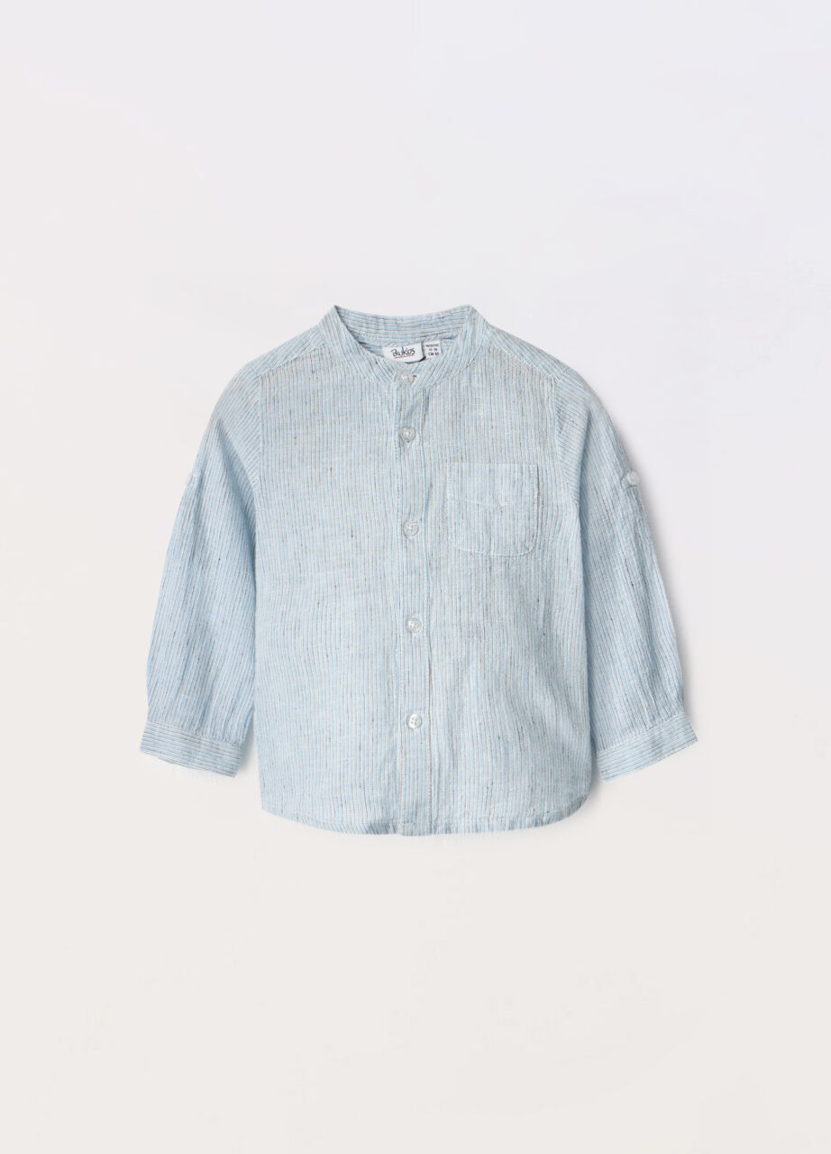 Košulja s korejskim ovratnikom od mješavine lana za bebe