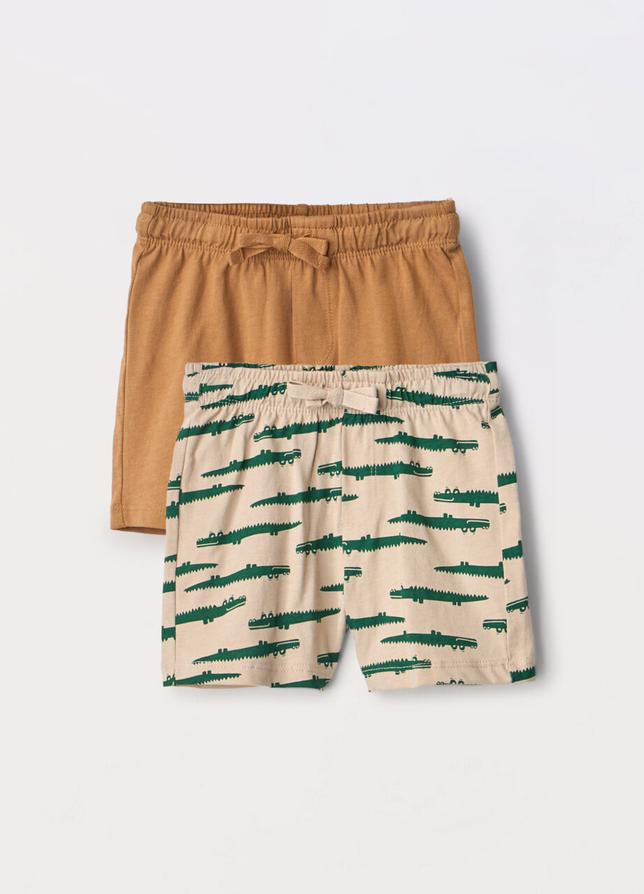 Paket od 2 šorca od čistog pamučnog jerseya za bebe