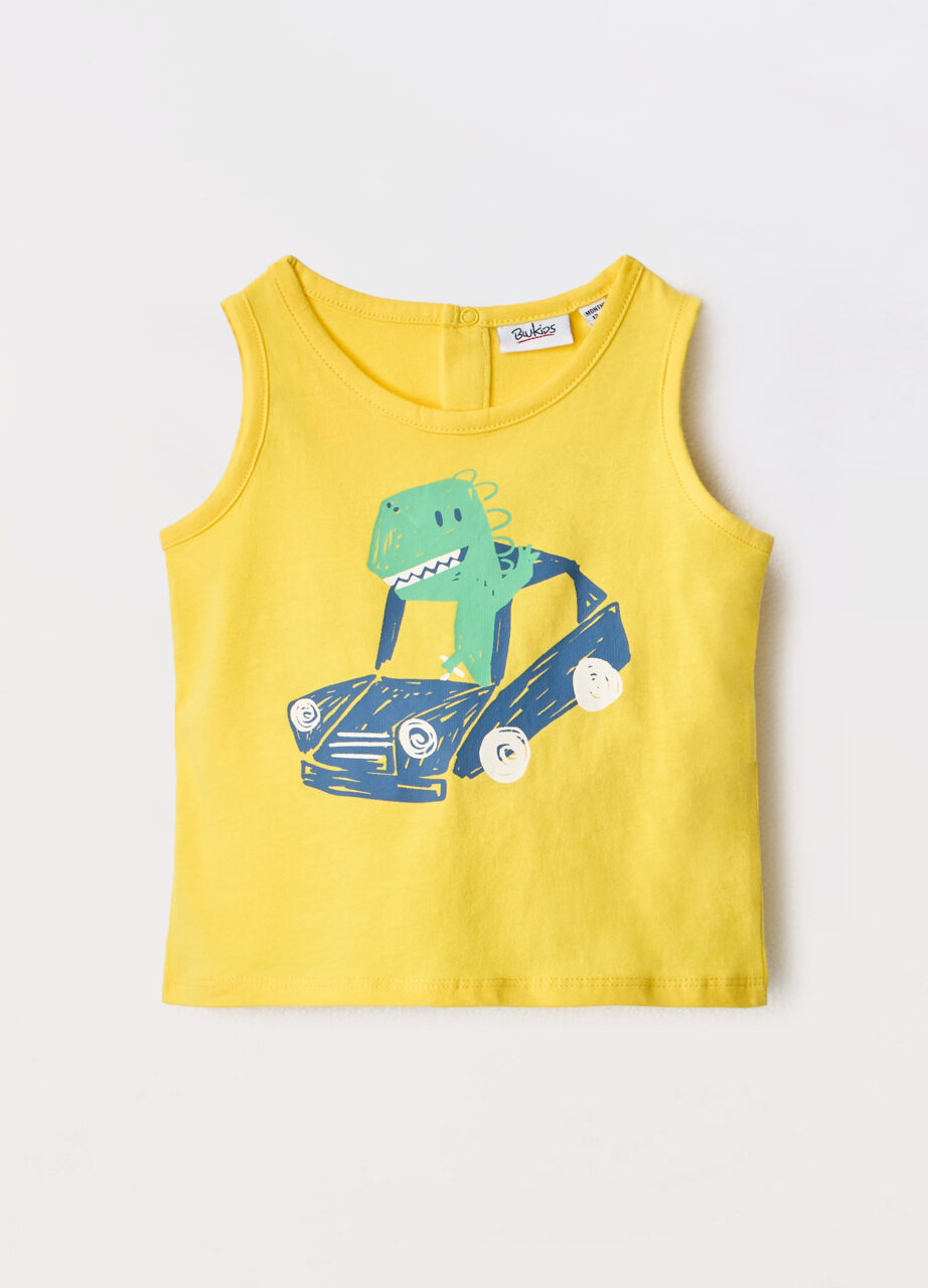 Majica bez rukava od čistog pamučnog jerseya za bebe