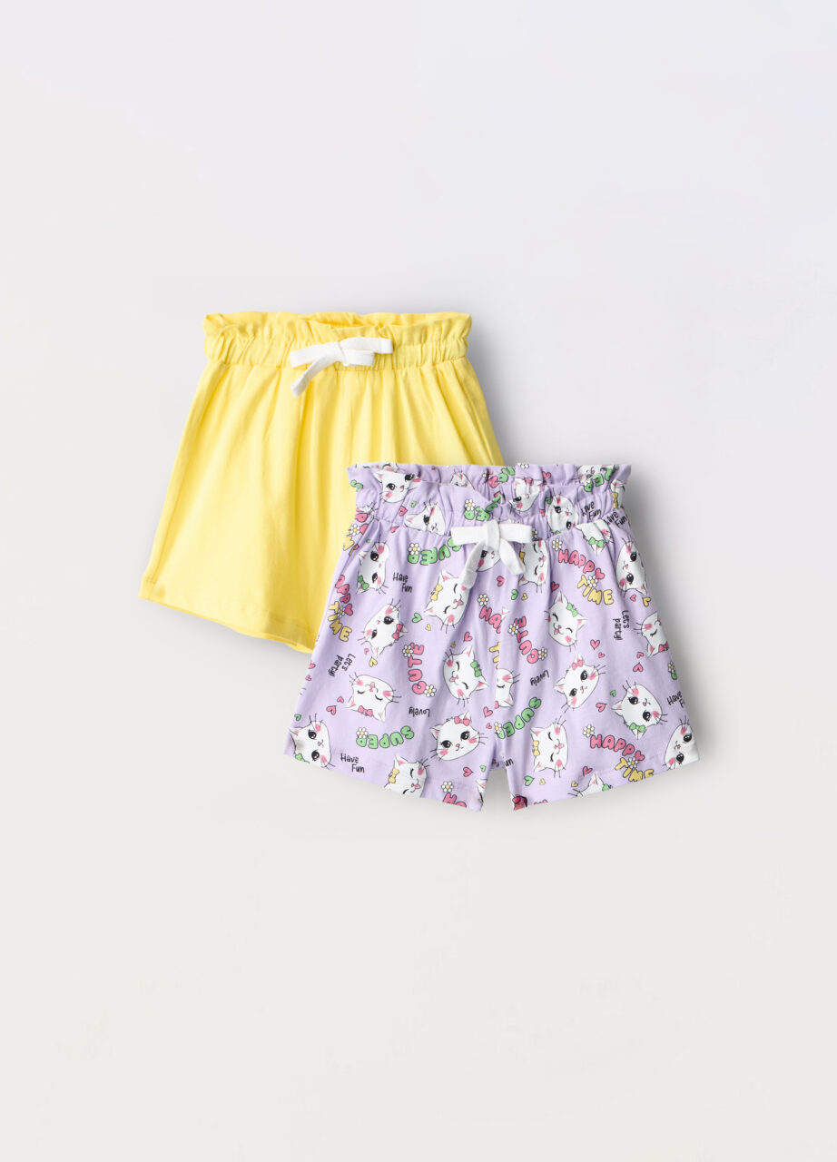 Paket od 2 šorca od čistog pamučnog jerseya za djevojčice