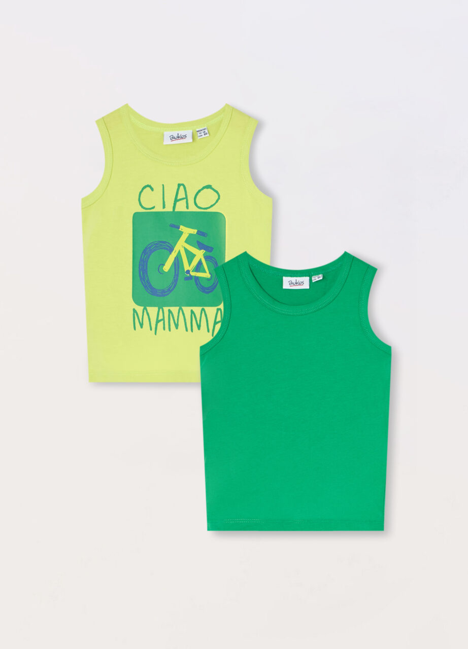 Paket od 2 majice bez rukava od čistog pamučnog jerseya za bebe