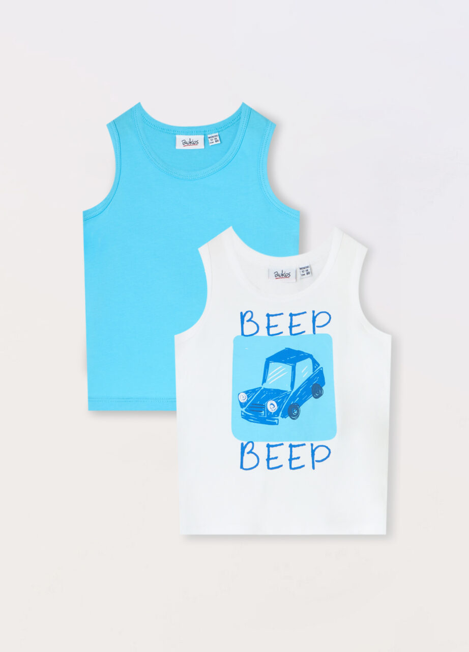 Paket od 2 majice bez rukava od čistog pamučnog jerseya za bebe