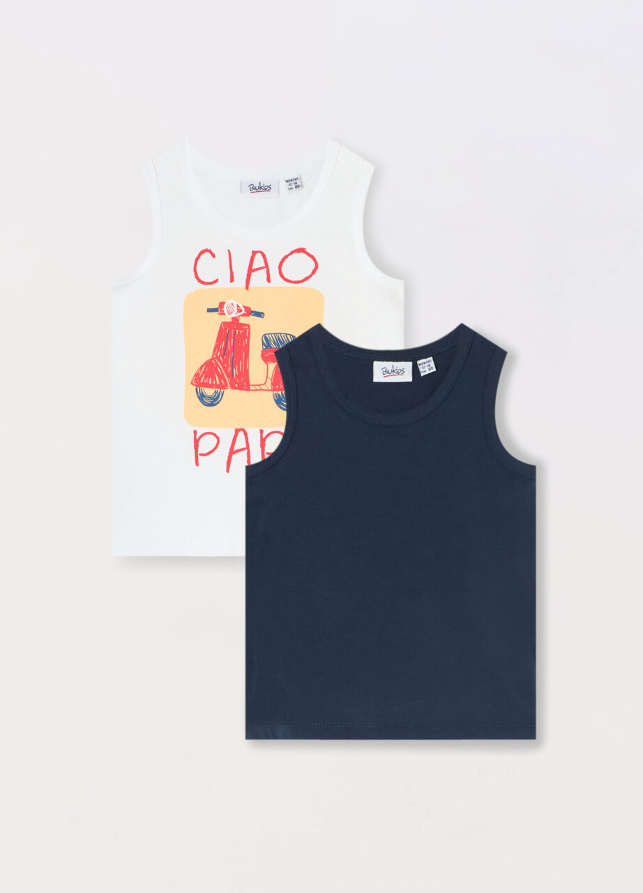 Paket od 2 majice bez rukava od čistog pamučnog jerseya za bebe