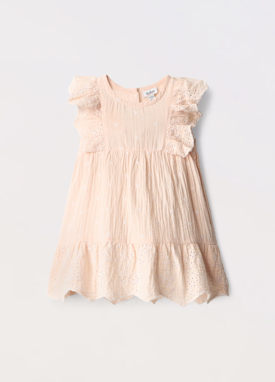 Haljina od čistog pamuka sa vezom za bebe