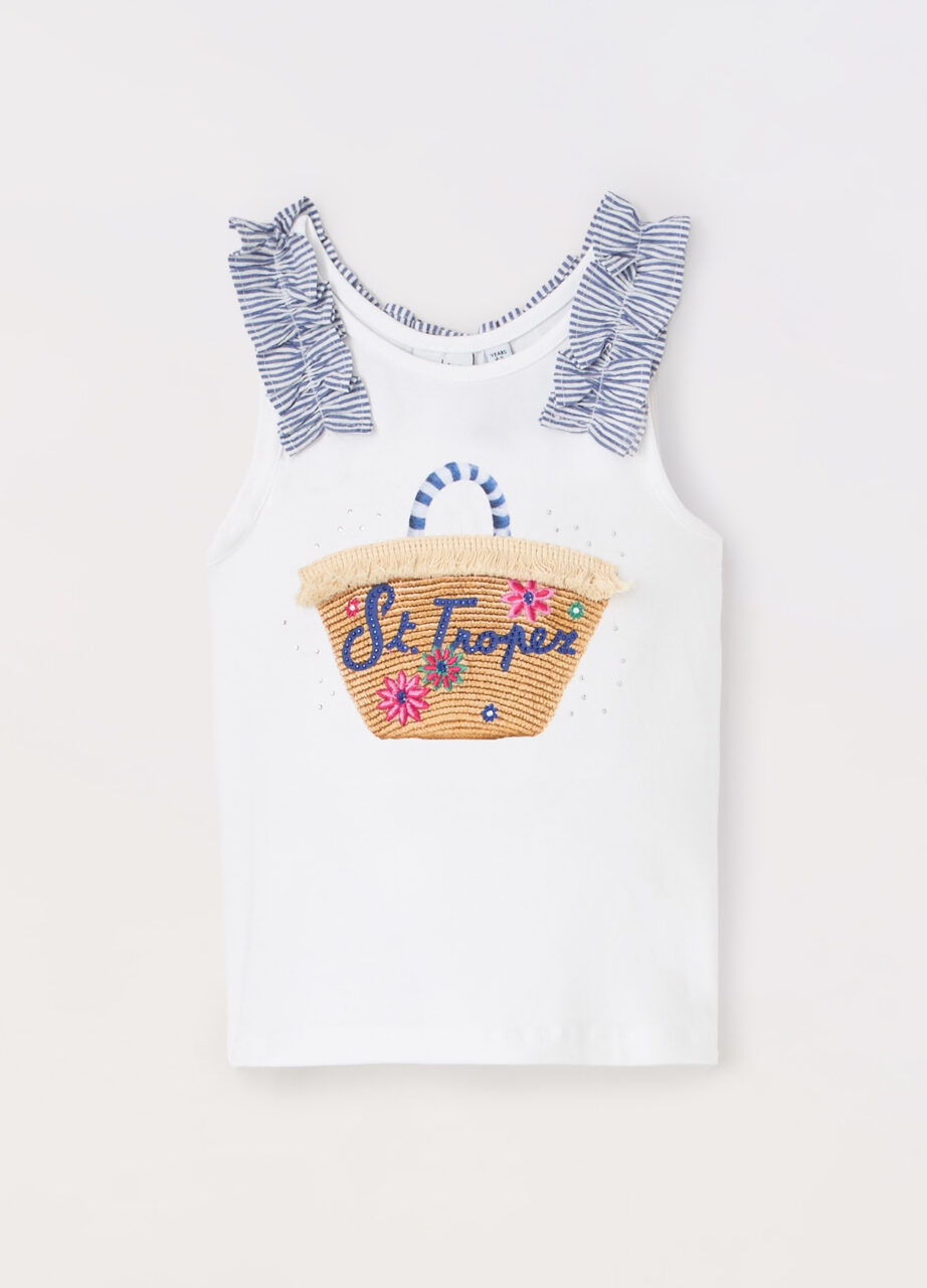 Majica bez rukava u jerseyu od rastezljivog pamuka za djevojčicu