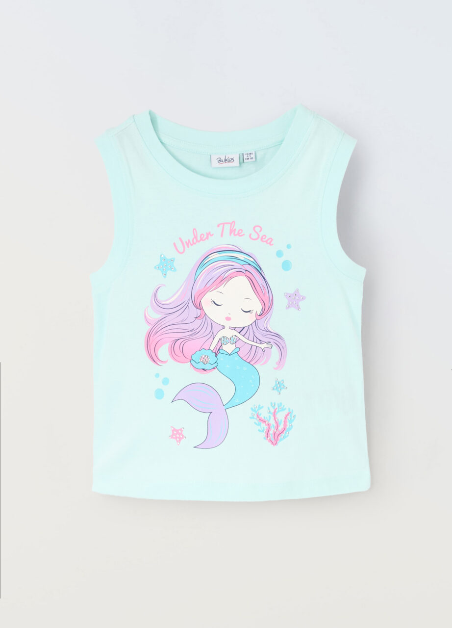 Majica bez rukava u jerseyu od čistog pamuka za djevojčicu