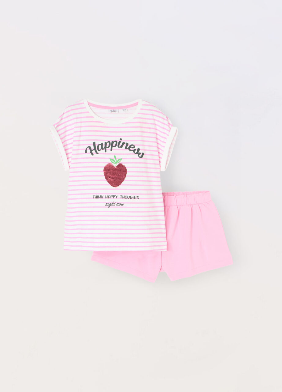 Kratki trenerka set od rastezljivog pamuka sa šljokicama za djevojčicu