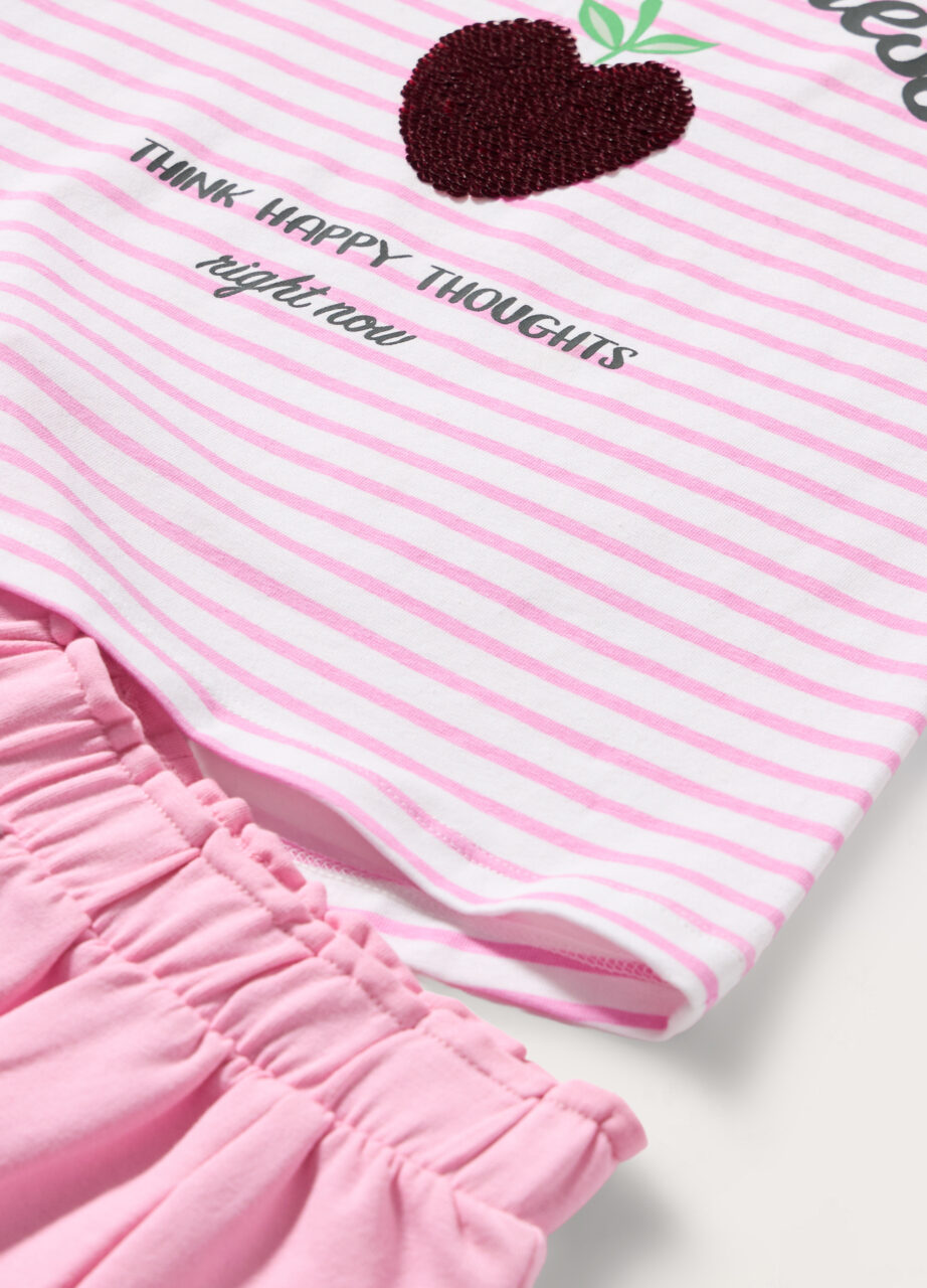 Alternative view of Kratki trenerka set od rastezljivog pamuka sa šljokicama za djevojčicu