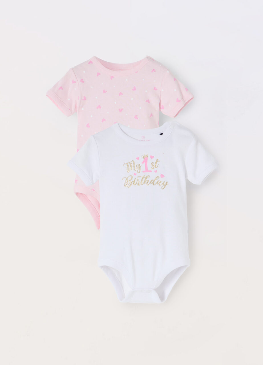 Pakovanje od 2 bodija u jerseyu od čistog pamuka za novorođenče (djevojčica)