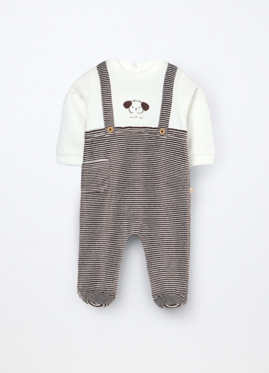 Jednodijelni kombinezon od velura s mješavinom pamuka za bebu dječaka