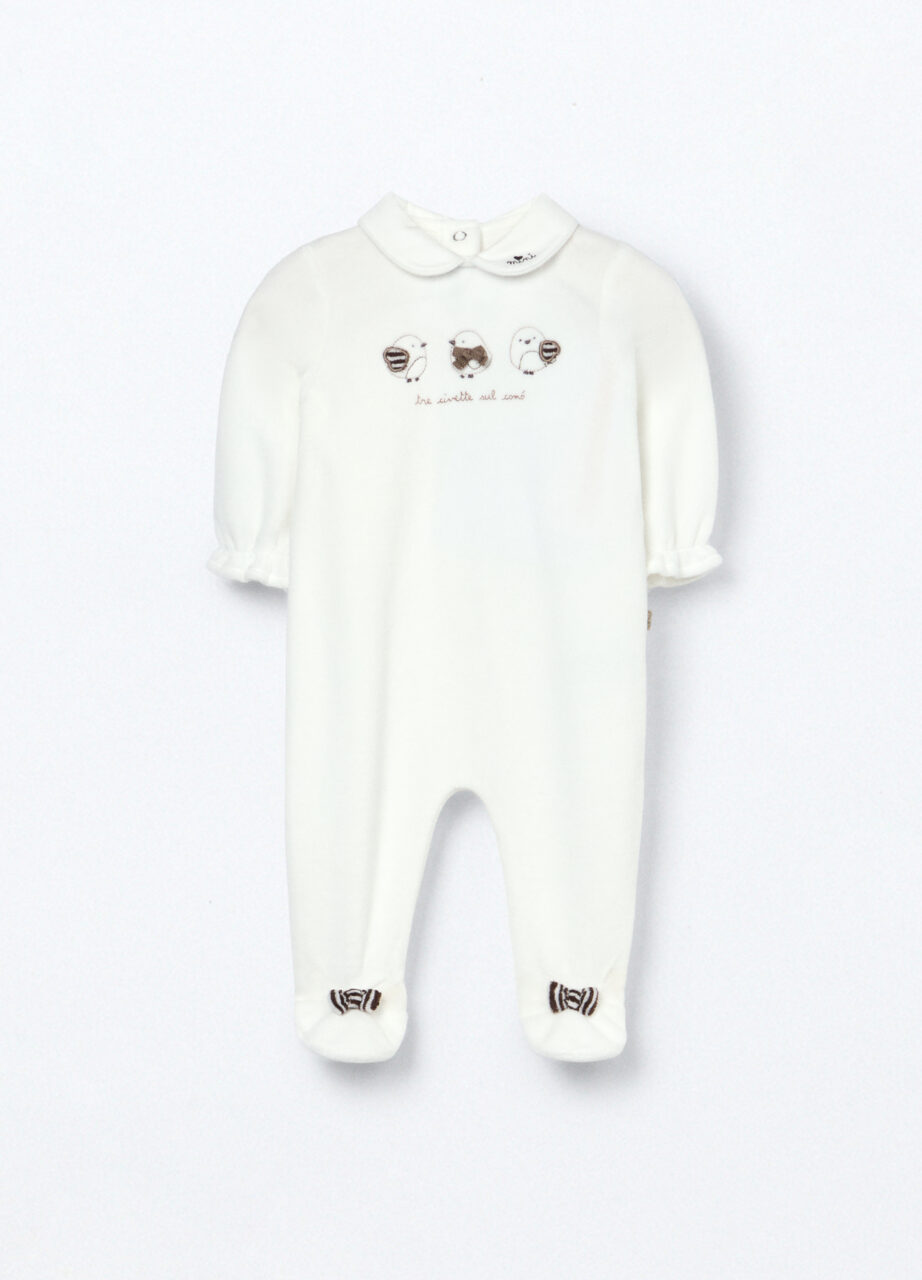 Jednodijelni kombinezon od velura s mješavinom pamuka za bebu djevojčicu