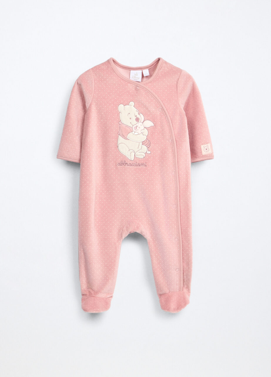 Jednodijelni kombinezon od velura s mješavinom pamuka za bebu djevojčicu