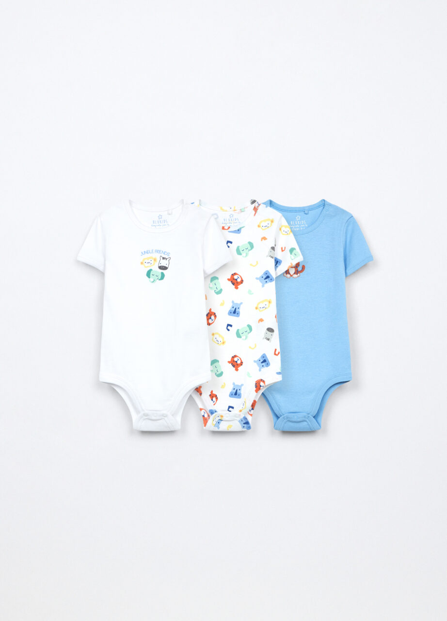 Paket od 3 bodija od čistog pamuka za bebe