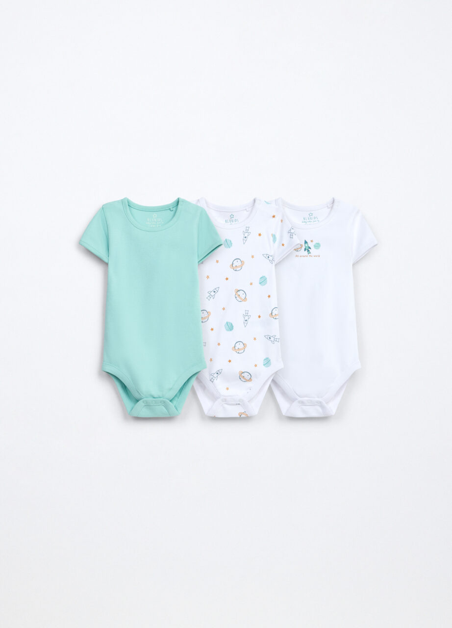 Paket od 3 bodija od čistog pamuka za bebe