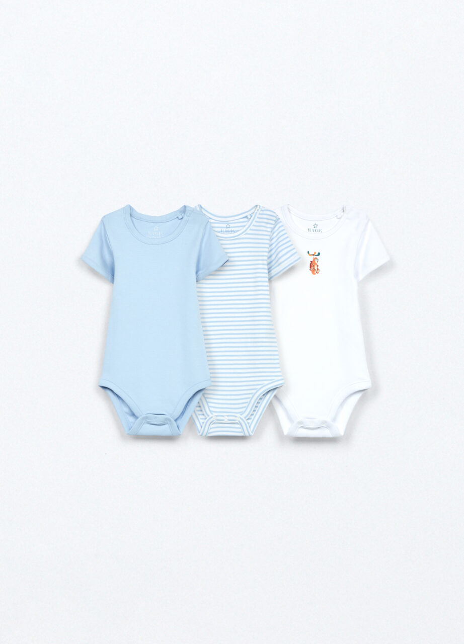 Paket od 3 bodija od čistog pamuka za bebe