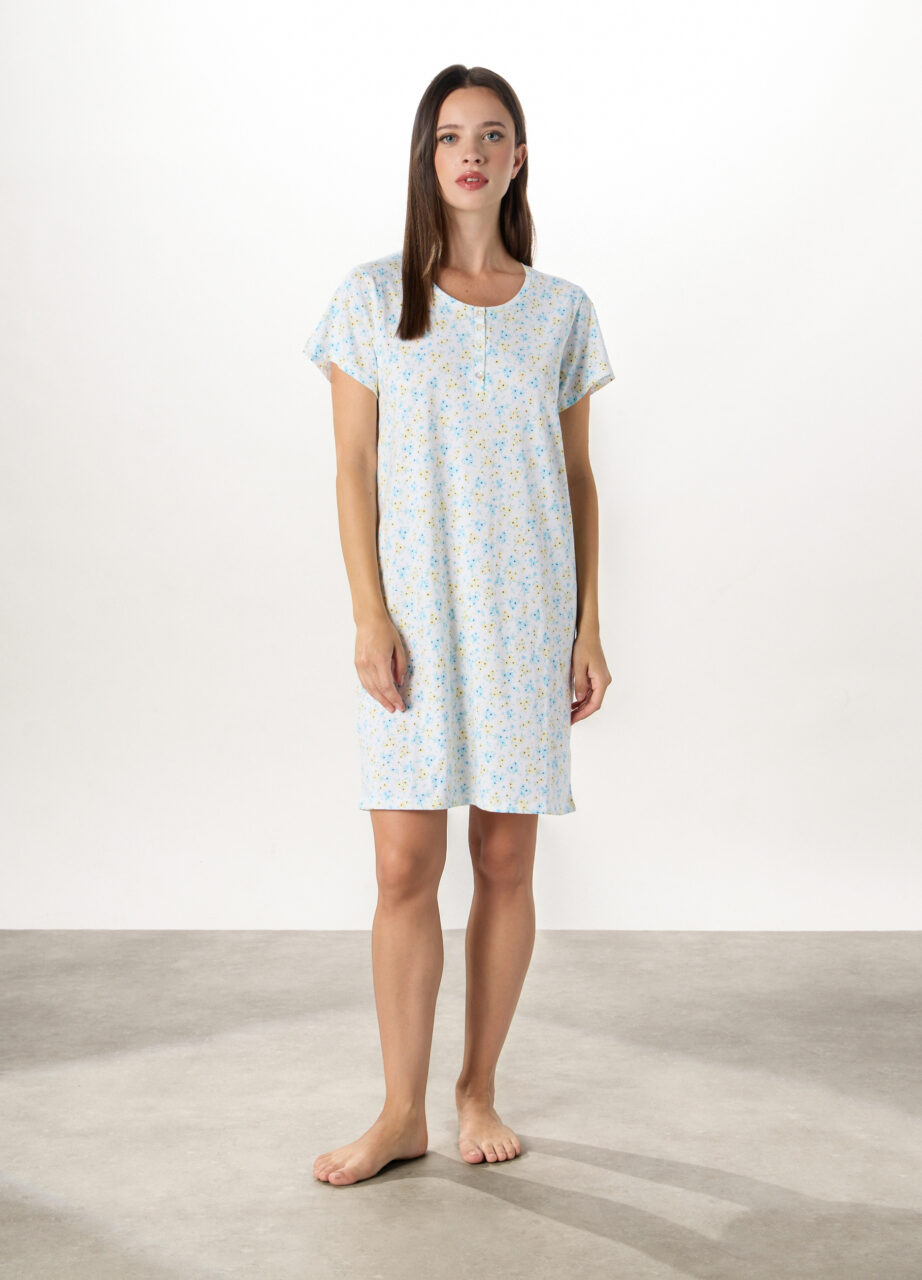 Ženska pamučna spavaćica s kratkim rukavima