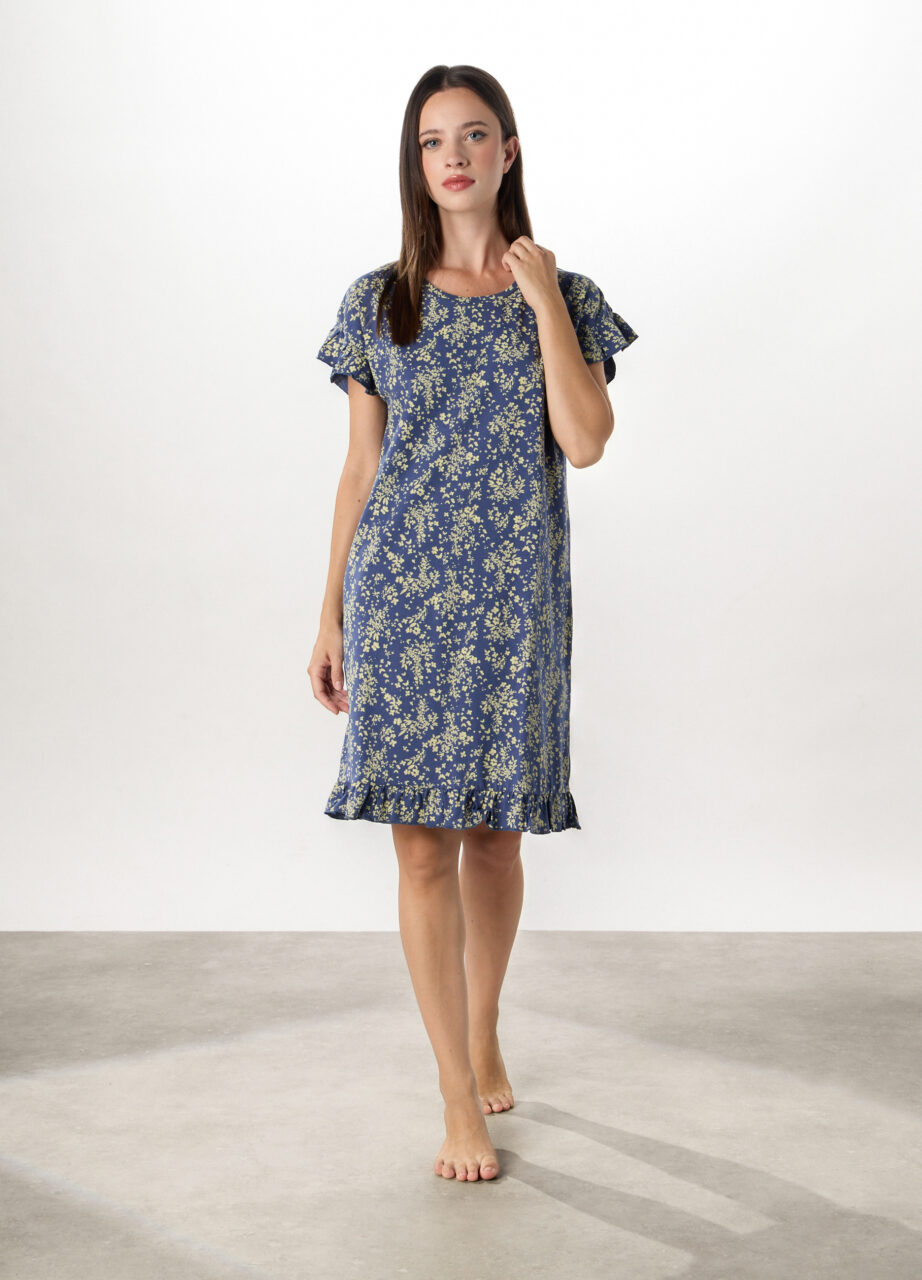 Ženska pamučna spavaćica s kratkim rukavima