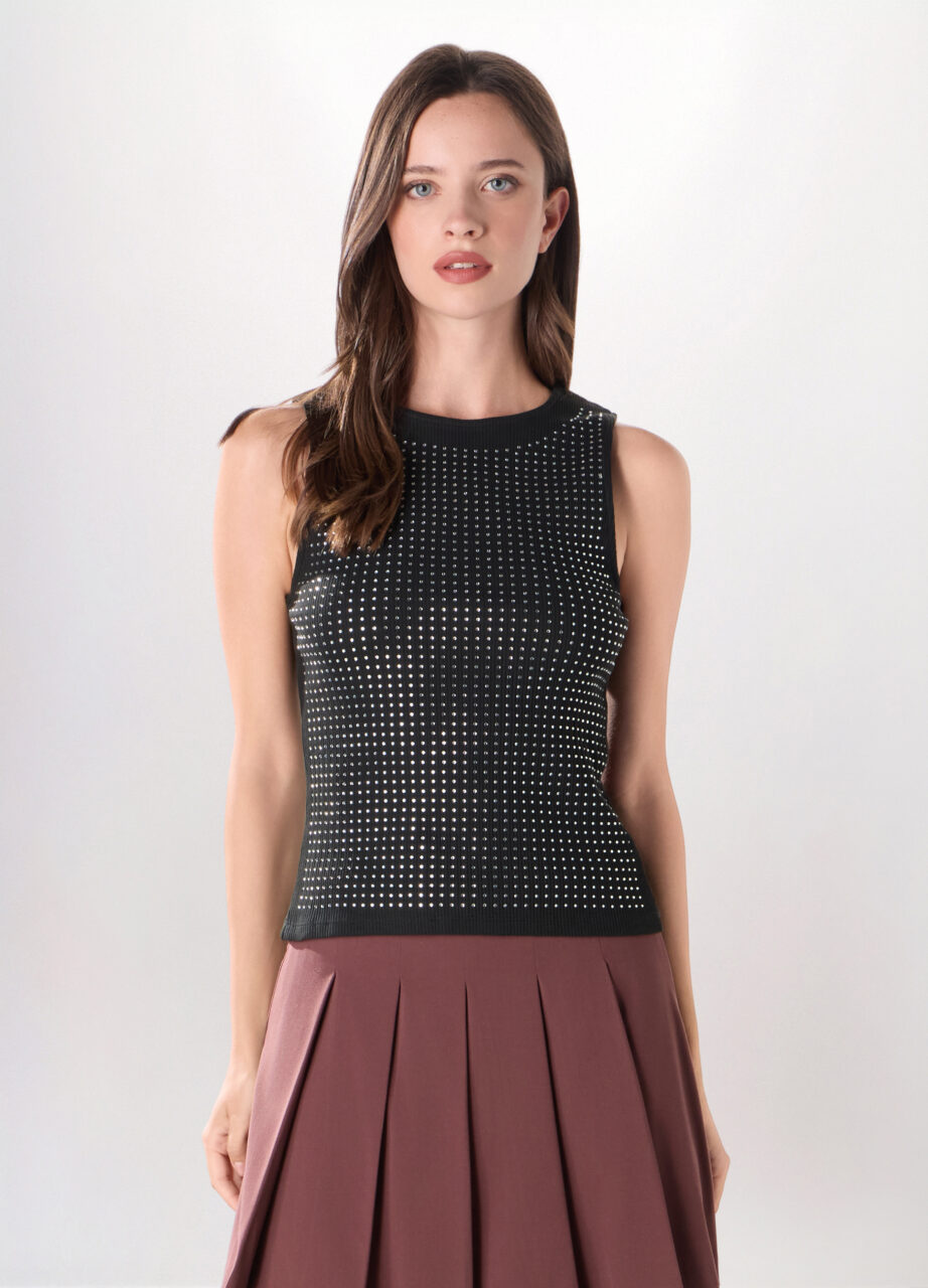 Ženska majica bez rukava od rebrastog rastezljivog pamuka