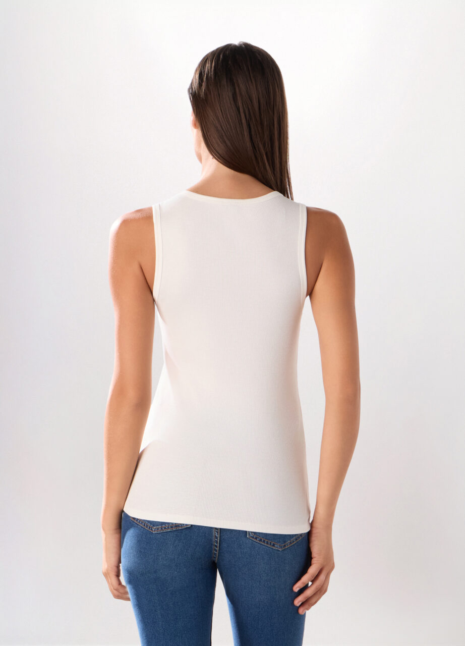 Alternative view of Potkošulja od rebrastog čistog pamuka za žene