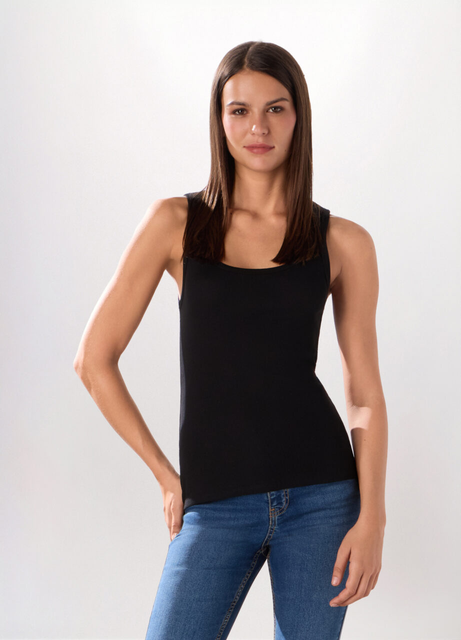 Potkošulja od rebrastog čistog pamuka za žene