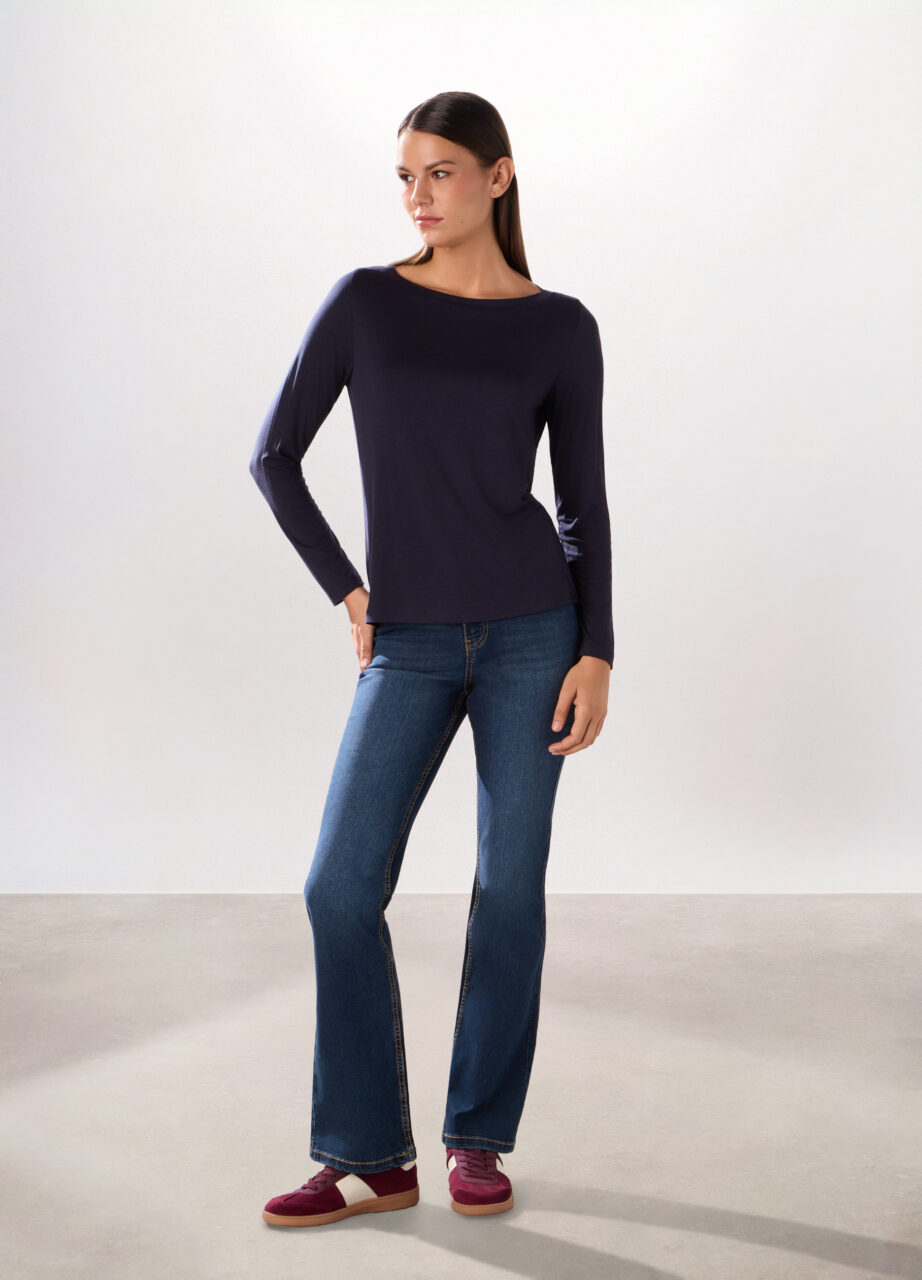 Pantalone od rastezljivog denim materijala s mješavinom pamuka za žene