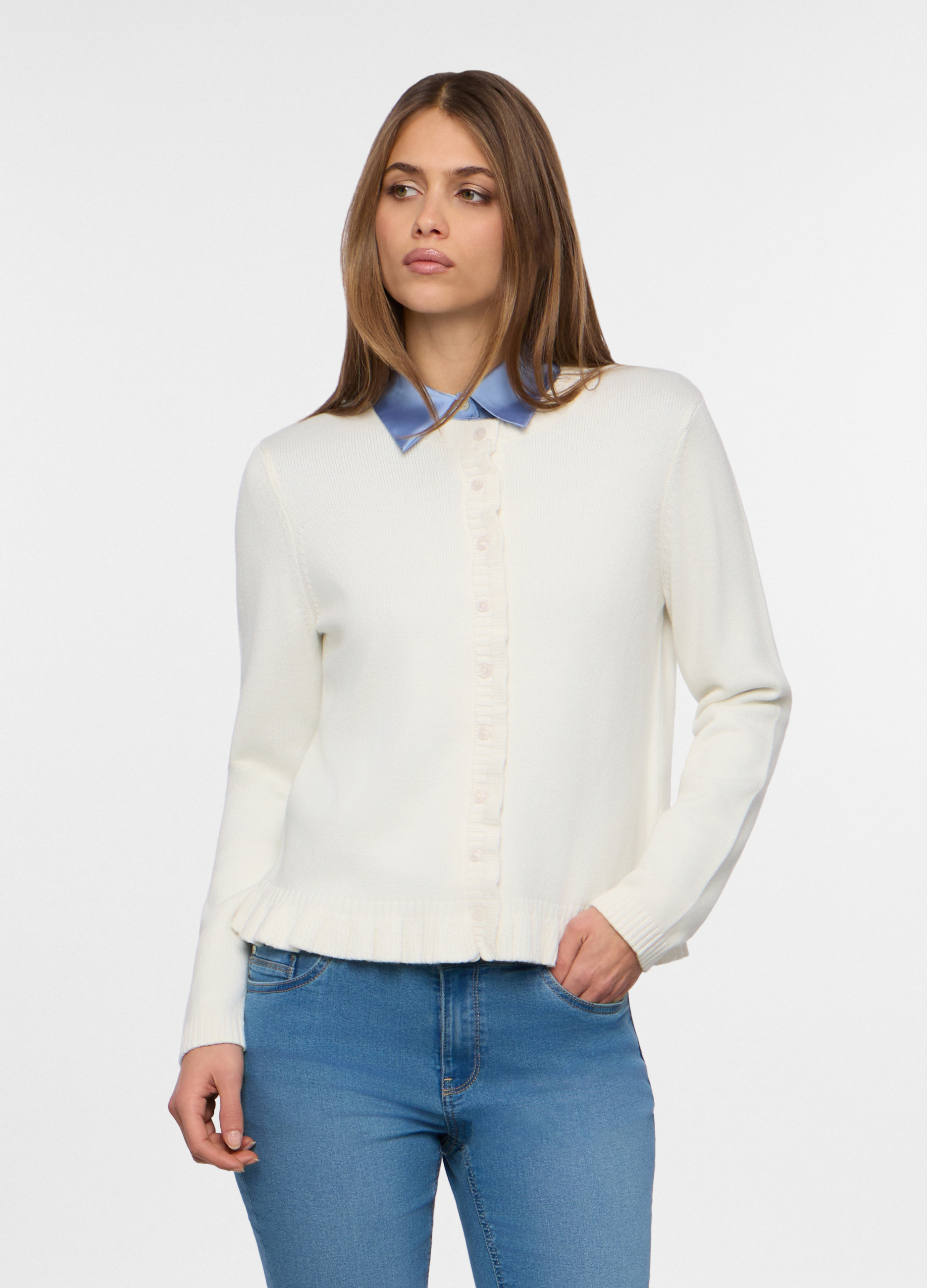 Ženski kardigan od mješavine pamuka