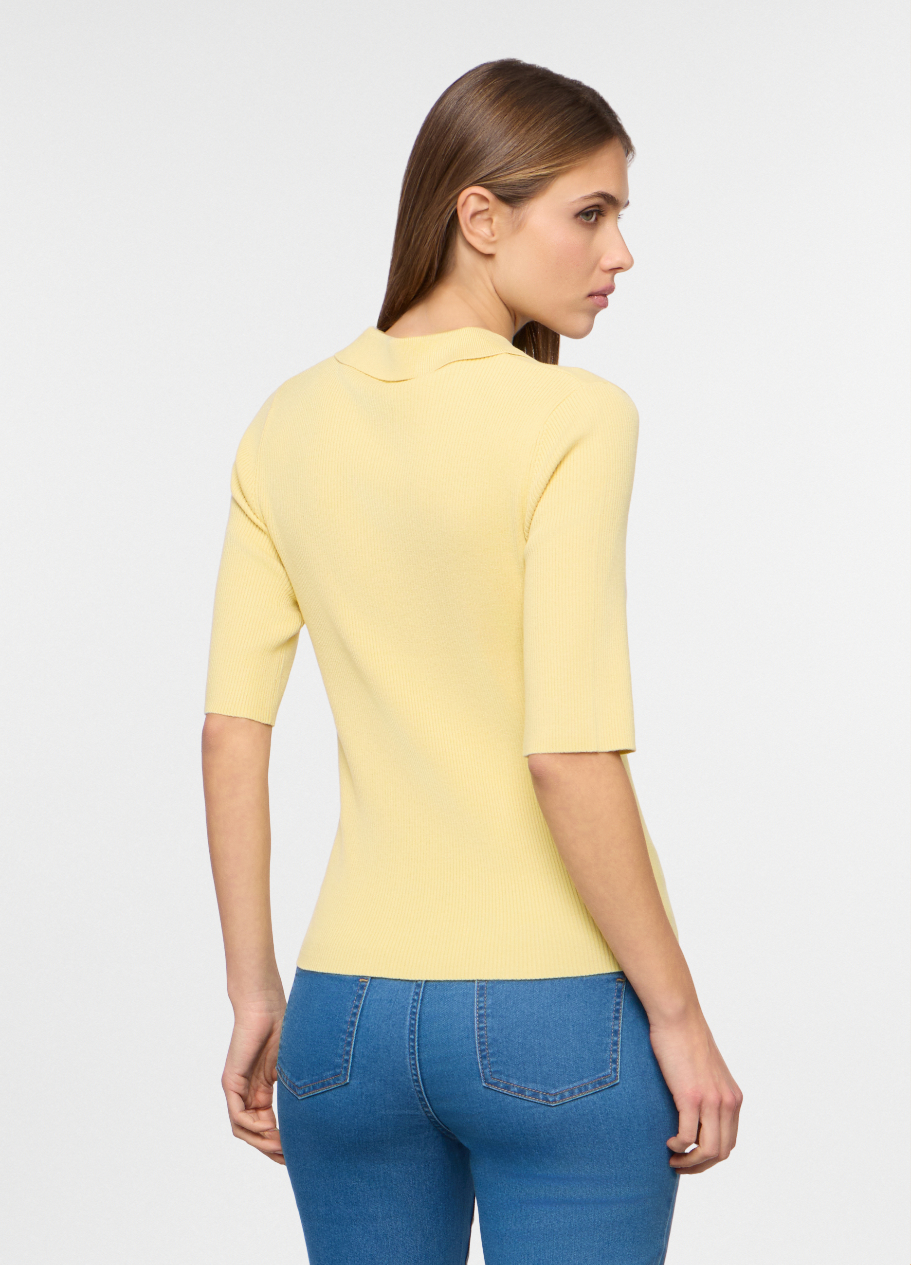 Alternative view of Ženska polo majica od rebraste mješavine viskoze