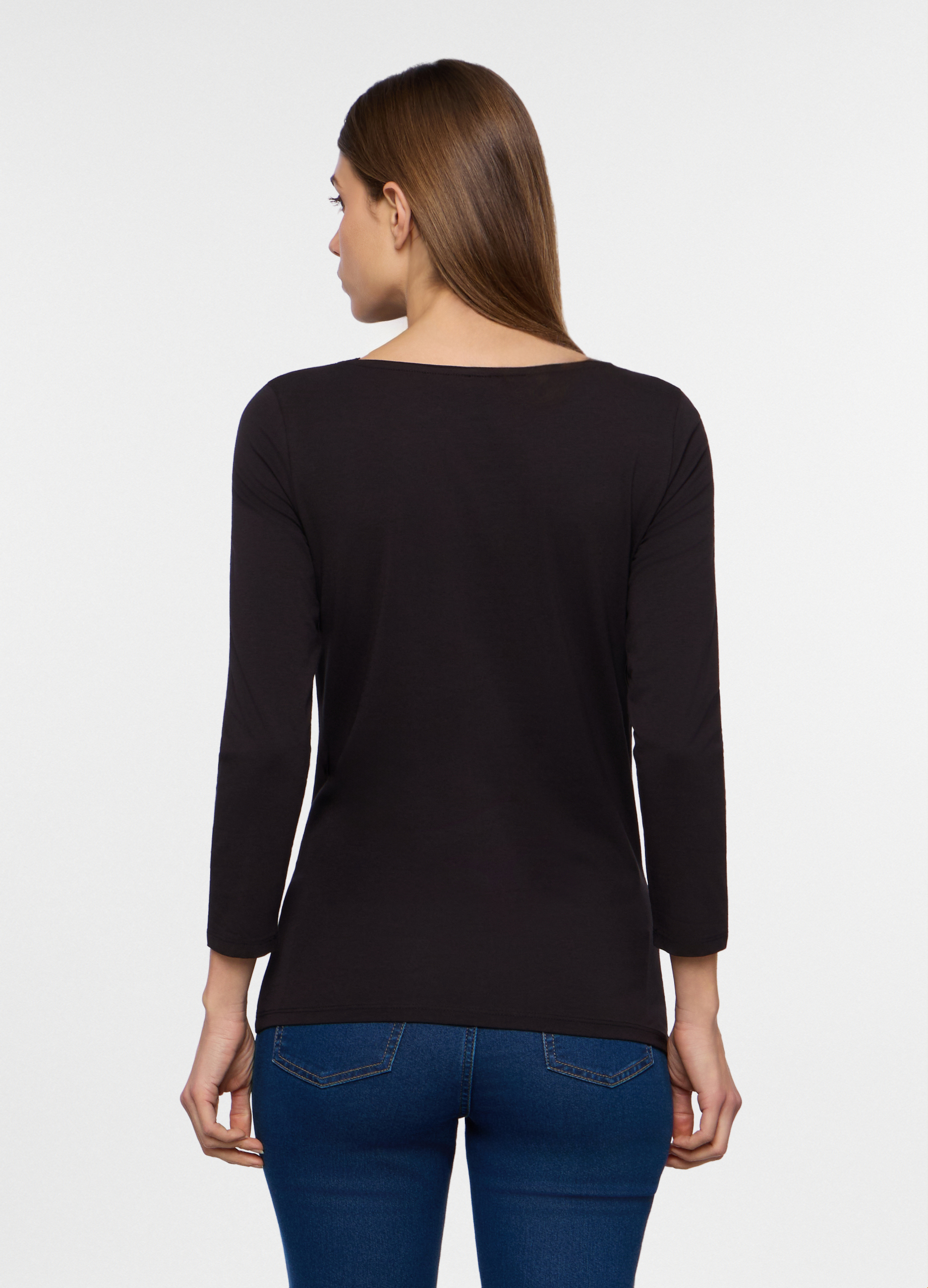 Alternative view of Ženska majica s izrezom u obliku čamca od rastezljivog materijala