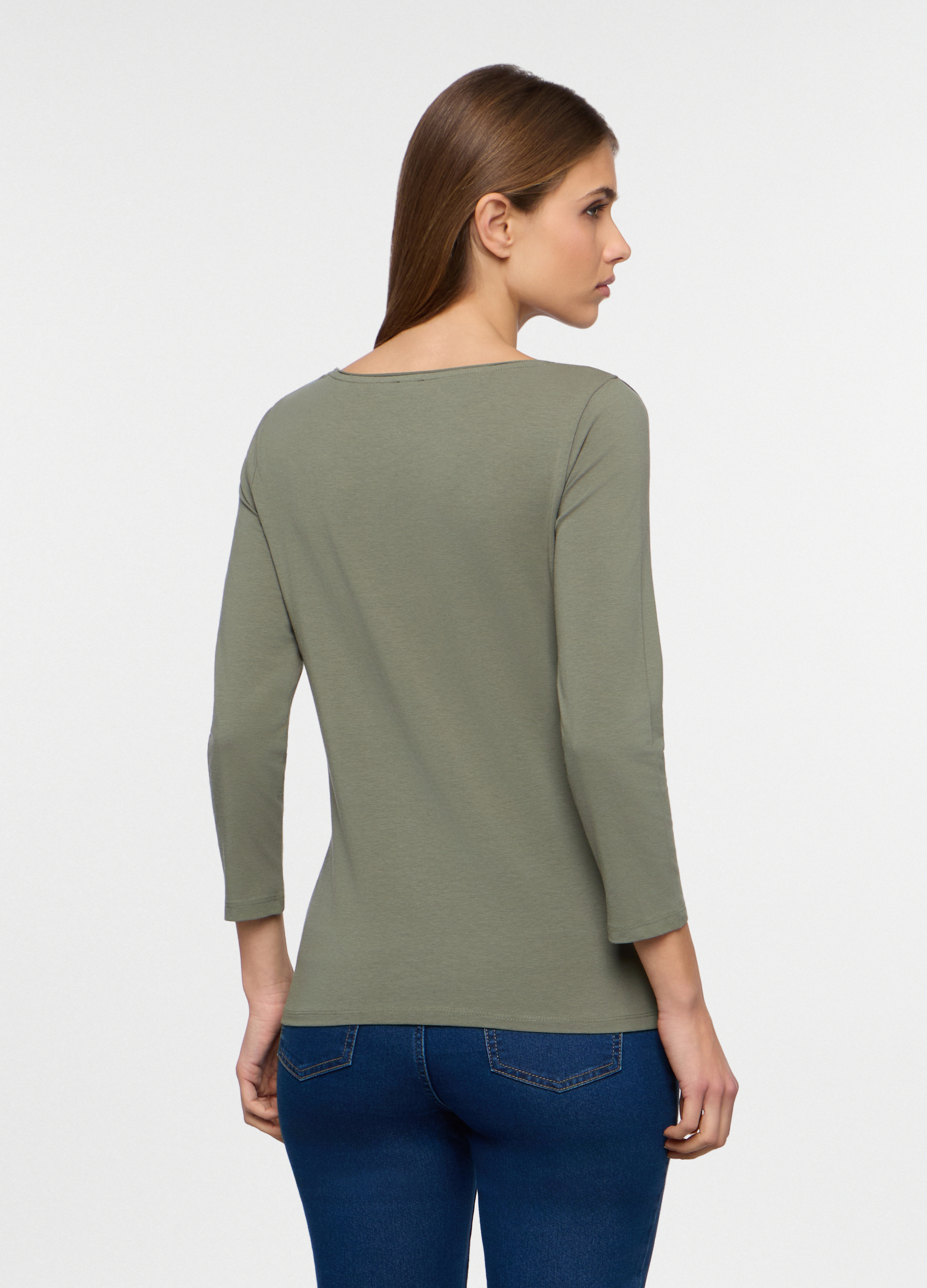 Alternative view of Ženska majica s izrezom u obliku čamca od rastezljivog materijala