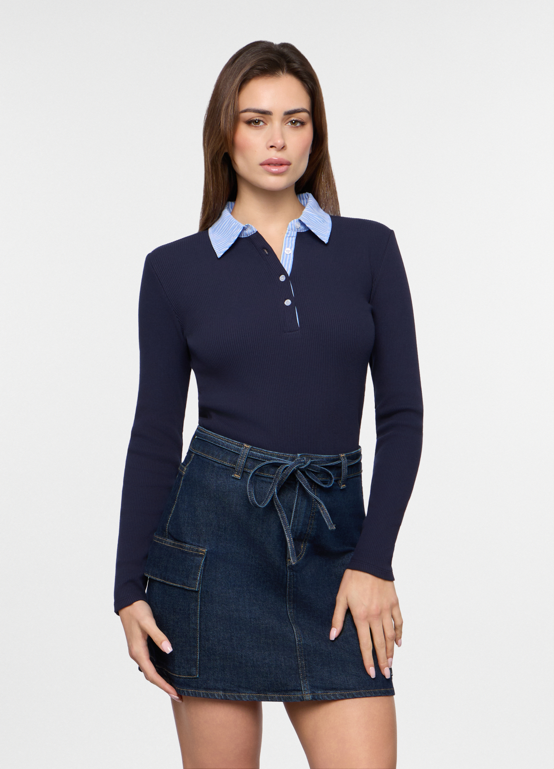 Ženska majica od rebrastog rastezljivog pamuka