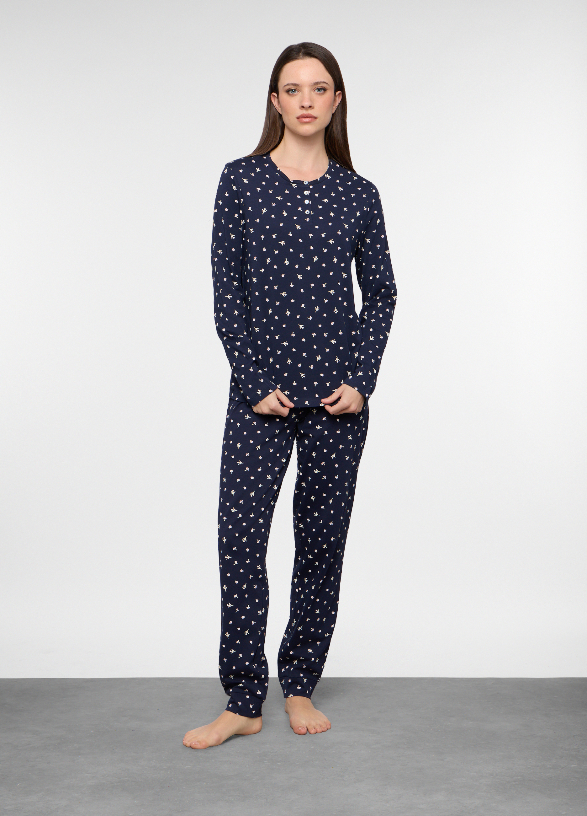 Ženski dugi pidžama set od čistog pamuka