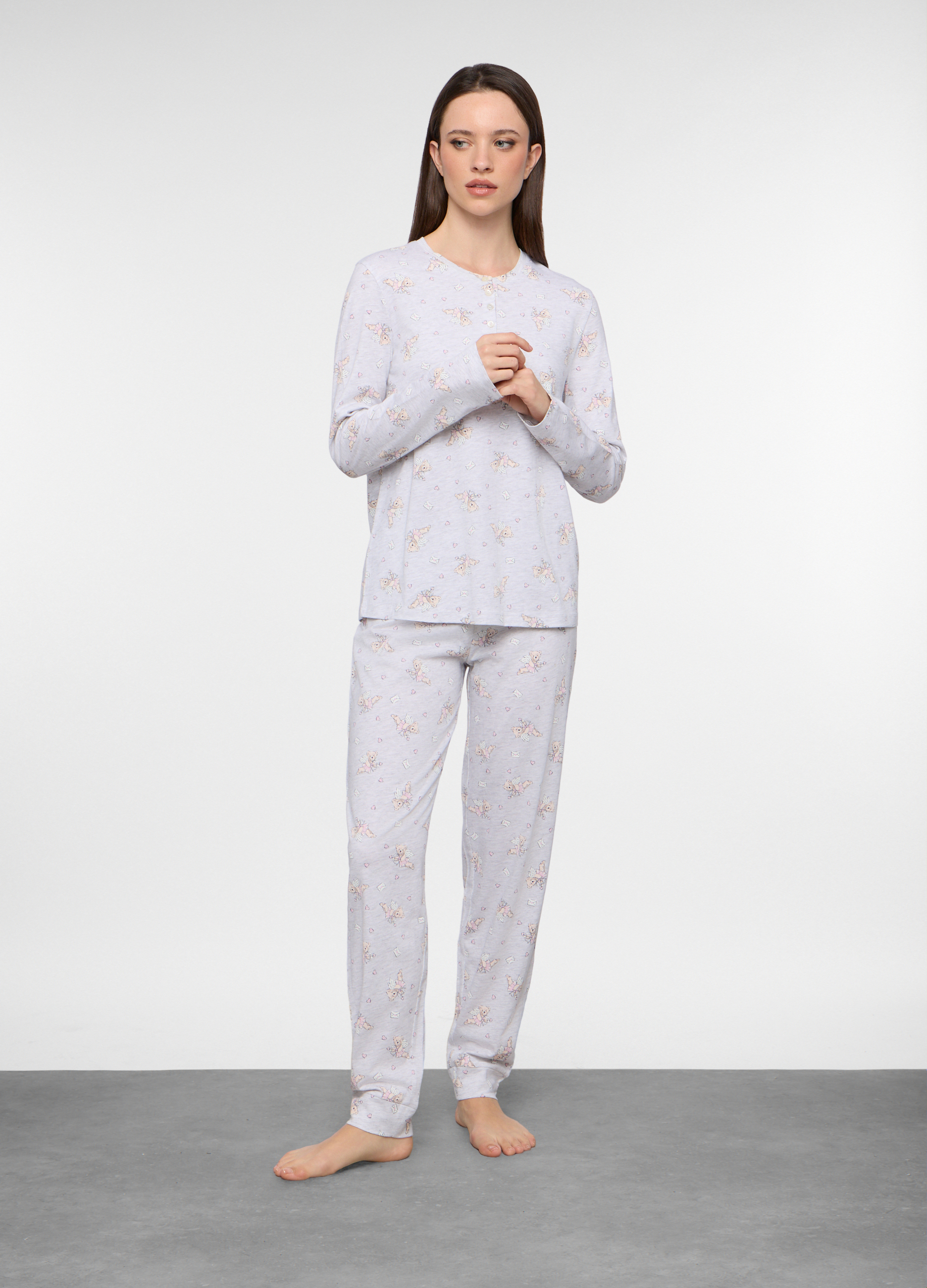 Ženski dugi pidžama set od čistog pamuka