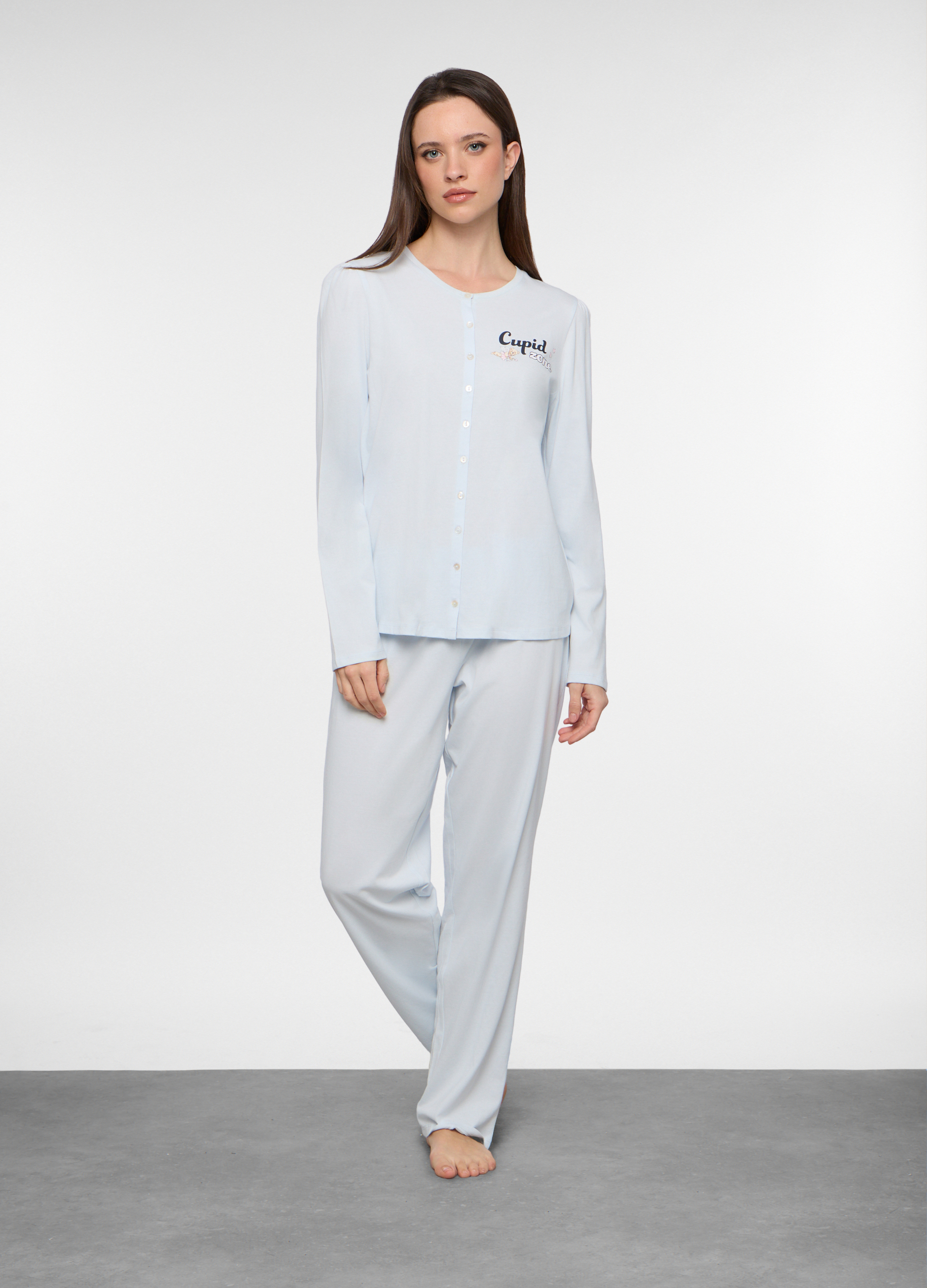 Ženski dugi pidžama set od čistog pamuka